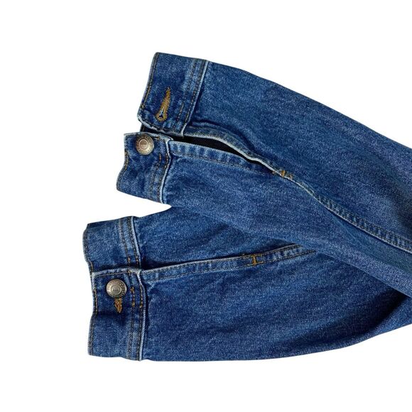 Upcycled Denim Jacket Womens Sz Large Christian Coffee Grunge Patchwork Folk Art - Picture 12 of 16